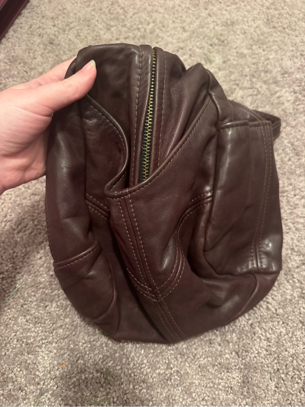 Vintage 90s Y2K Victoria Leather Co Biker Bag Black Leather Crossbody